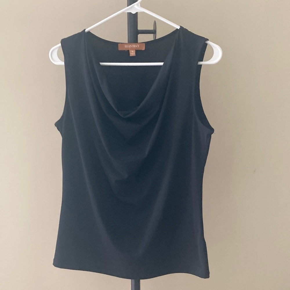 Ellen Tracy Black Sleeveless Blouse Size Medium